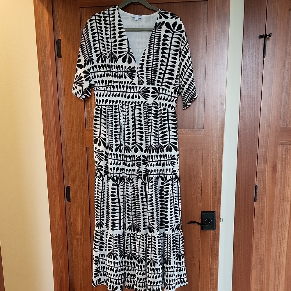 Baltic Born Black and White Patterned Midi Dress